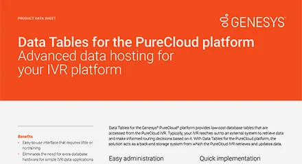 Data tables for purecloud